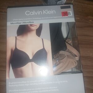 Calvin Klein Black and Tan Microfiber Bra Set